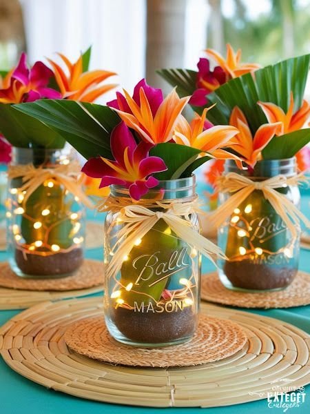 Centro de mesa tropical